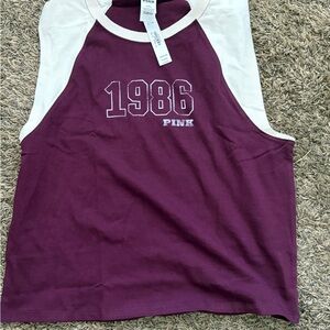 PINK Victoria's Secret Purple and White Muscle Tee